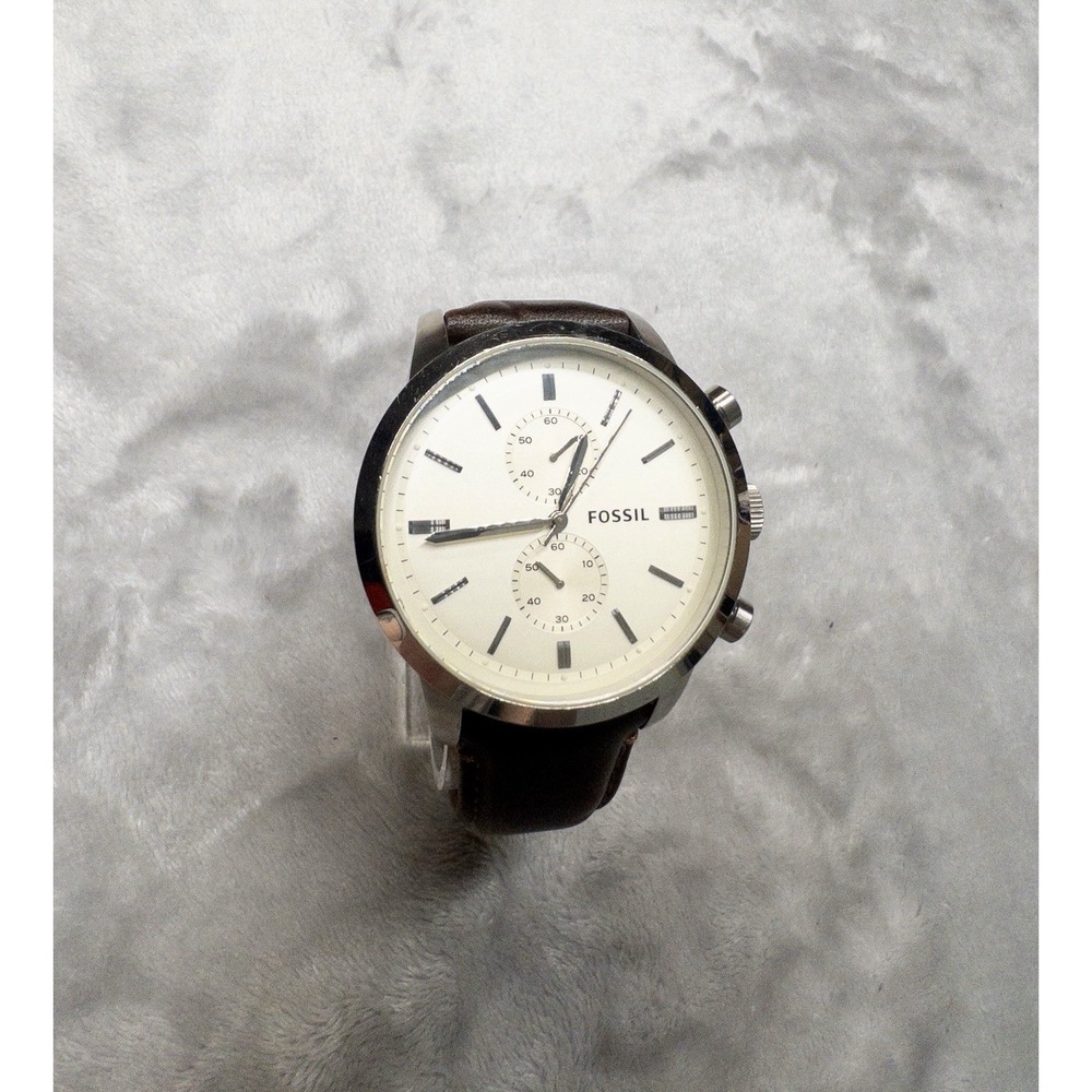 Fossil Townsman FS4865 Men's Brown Leather Strap New Battery Preppy Casual
